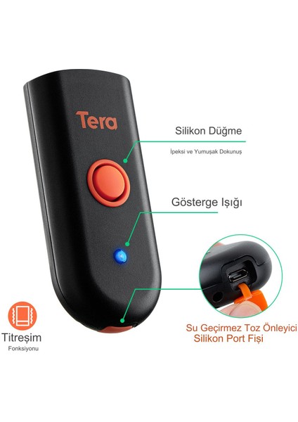 Kablosuz Mini Barkod Tarayıcı, 1d Tarayıcı, Su Geçirmez,bluetooth ve 2.4g Kablosuz Taşınabilir 1100C