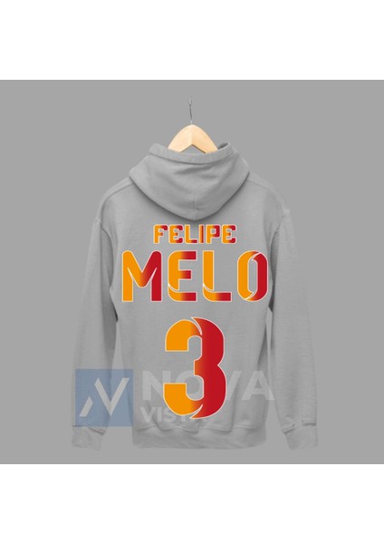 Felipe Melo 3 Numara Futbol Forma Baskılı Unisex Siyah Gri Fermuarlı Ceket