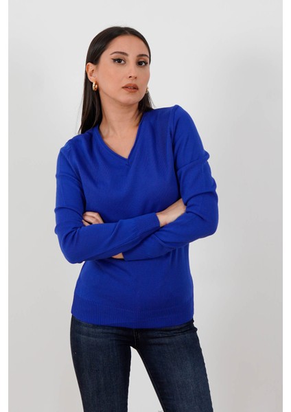 V Yaka Kadın Kazak 502