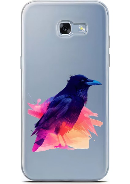Samsung A7-2017 Uyumlu Renkli Karga Desenli Silikon Kılıf