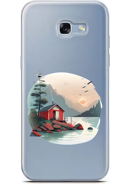 Samsung A5-2017 Uyumlu Göl Kenarı Kulübe Desenli Silikon Kılıf