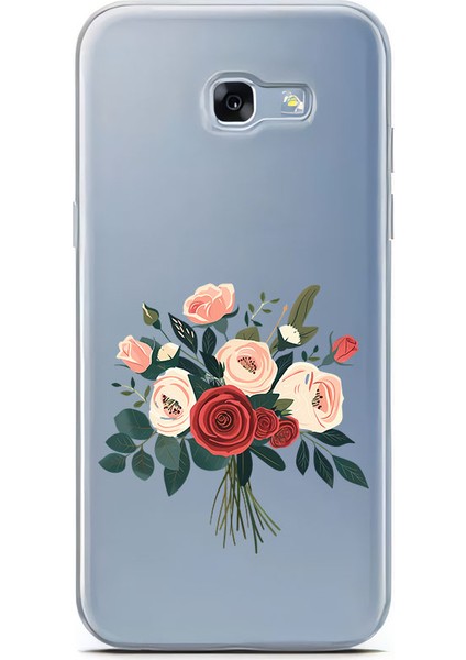 Samsung A7-2017 Uyumlu Çiçek Buketi Desenli Silikon Kılıf