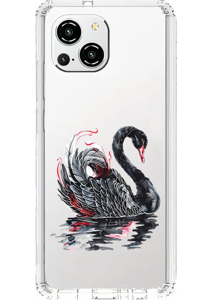 Reeder S23 Pro Max Uyumlu Siyah Kuğu Desenli Silikon Kılıf