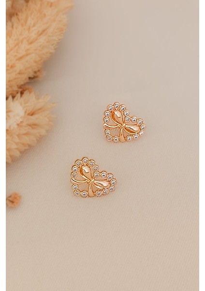 Rose Zirkon Taş Bezeme Kalp Fiyonk Figür Minimal Modern Küpe fiyatları