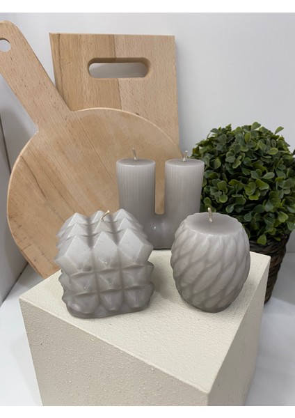 3'lü Prizma, Sütun, Kıvrık Yağmur Damlası Dekoratif Mum Seti fiyatları