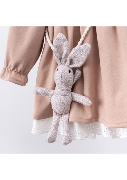 Rabbit Aksesuarlı Dantel Yakalı Kız Bebek Elbise