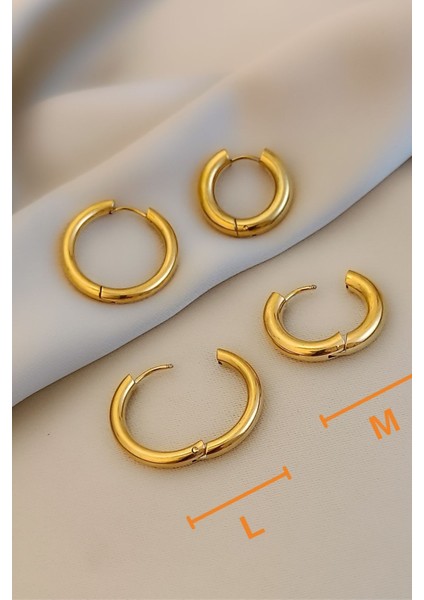 Gold Klasik Minimal Halka Küpe Ince L modelleri