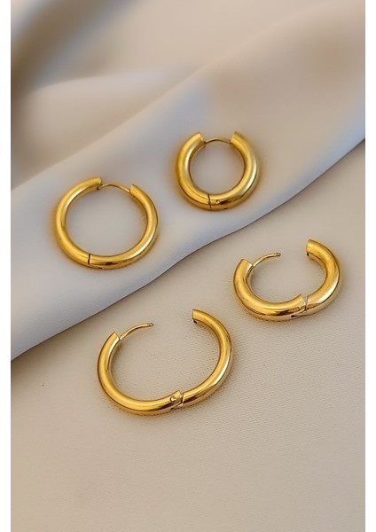 Gold Klasik Minimal Halka Küpe Ince L indirimleri