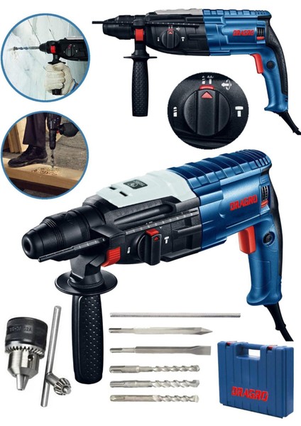 Alman Pro 4200 Çelik Şanzuman Bakir Sargili Kırıcı Hilti Matkap + 5 Adet Uç Yedek Mandren