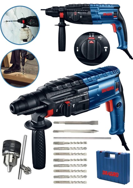 Alman Pro 4200 Çelik Şanzuman Bakir Sargili Kırıcı Hilti Matkap 10 Adet Uç Yedek Mandren