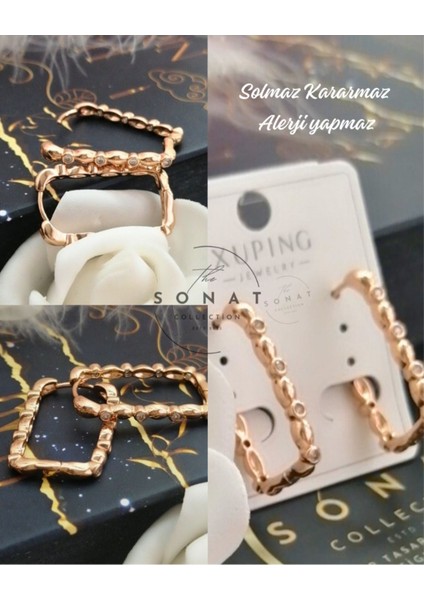 Xuping Vip Seri Rose Gold Renk Çelik Küpe