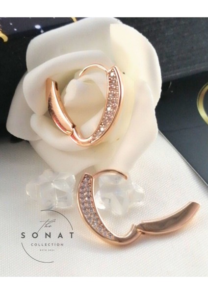 Xuping Vip Seri Rose Gold Renk Zirkon Taşlı Çelik Küpe