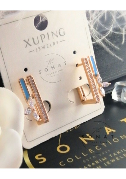 Xuping Vip Seri Rose Gold Renk Zirkon Taşlı Çelik Küpe