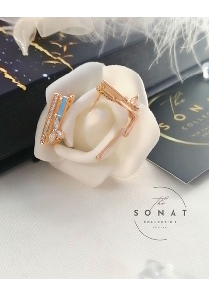 Xuping Vip Seri Rose Gold Renk Zirkon Taşlı Çelik Küpe modelleri