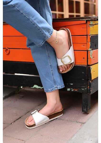 Atina Hakiki Deri Mantar Taban Kadın Terlik modelleri