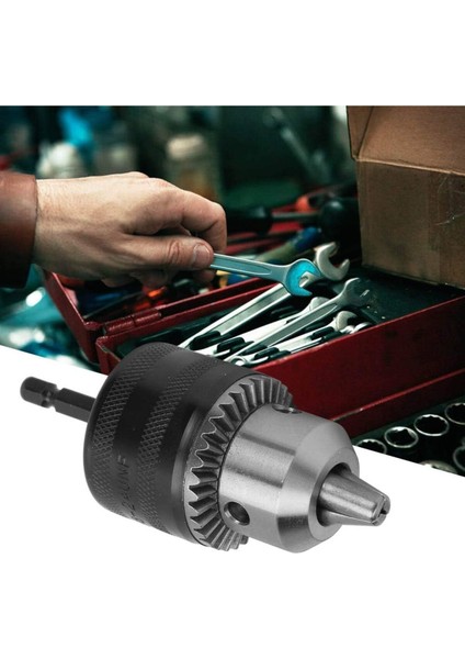 Hex Adaptörlü Matkap Mandreni 1/4 Altıgen Şaftlı 10MM 3/8 Anahtarlı Metal Mandren Anahtarlı