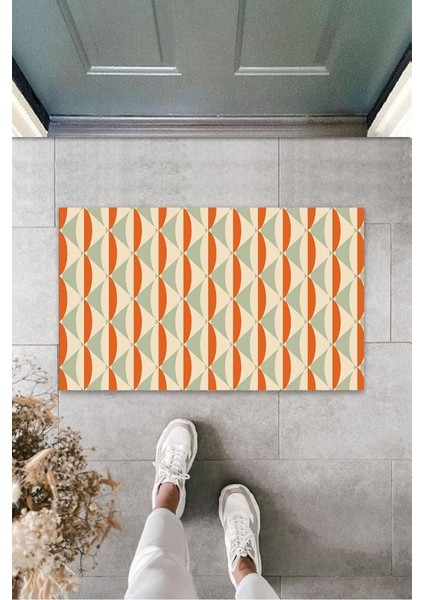 Turuncu Kapı Önü Paspası Modern Desen K-3242