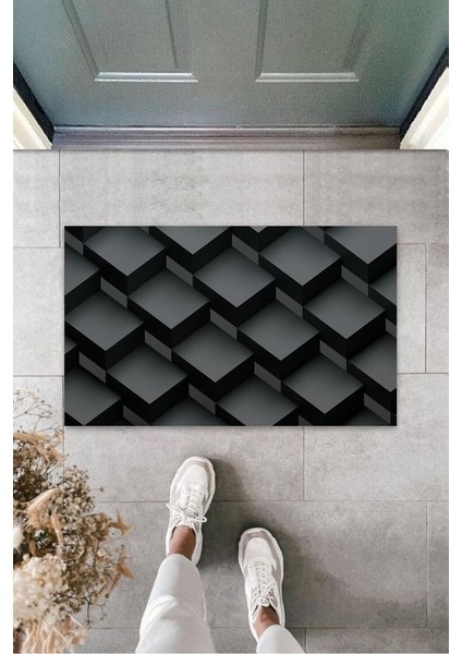 Dijital Baskı Siyah Küp Paspas K-3141