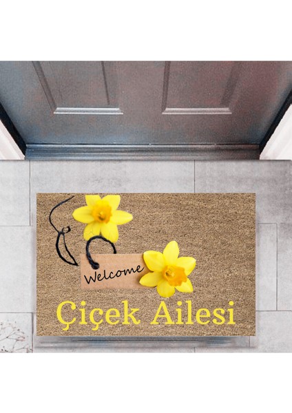 Kapı Önü Paspası Dekoratif Dijital Baskı Welcome P-2462