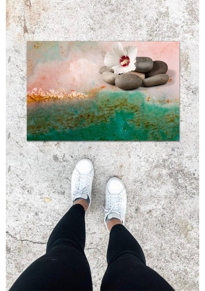 Dijital Baskı Renkli Taş Desen Kapı Önü Paspası K-1049