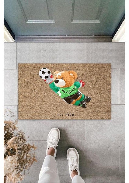 Dijital Baskı Kahverengi Kaleci Oyuncak Ayı Paspas K-3135