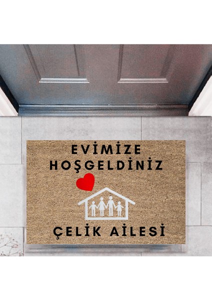 Kapı Önü Paspası Dekoratif Dijital Baskı Evimize Hoşgeldiniz P-2465