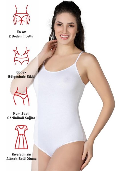 Beyaz Emay 1415 Modal Cotton Çıtçıtlı Ince Askılı Body Xl