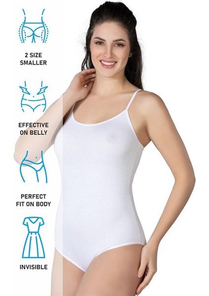 Beyaz Emay 1415 Modal Cotton Çıtçıtlı Ince Askılı Body Xl