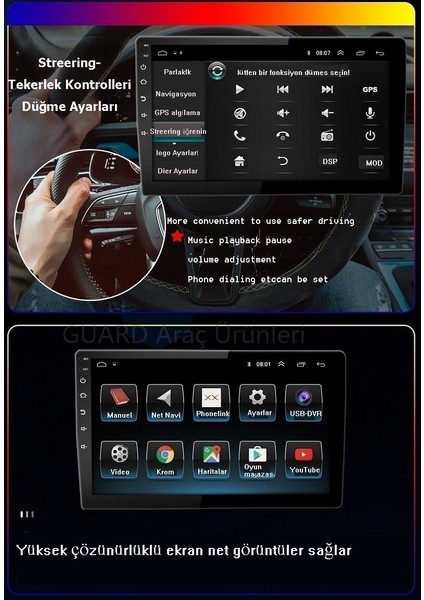 Ford TRANSIT(2019-2024 Yıl) Android Sürüm 13 Multimedya Kablosuz Carplay Navigasyon 10 Inç Ekran 4G Ram + 32GB Hafıza Çerçeveli ve arka görüş kameralı