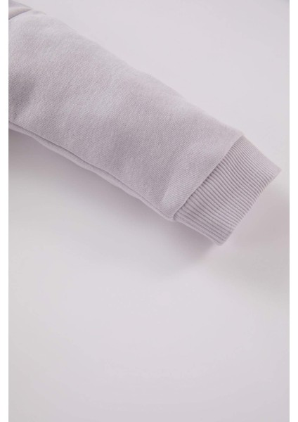 Kız Bebek Bebe Yaka Düğmeli İçi Yumuşak Tüylü Sweatshirt D4992A524WN