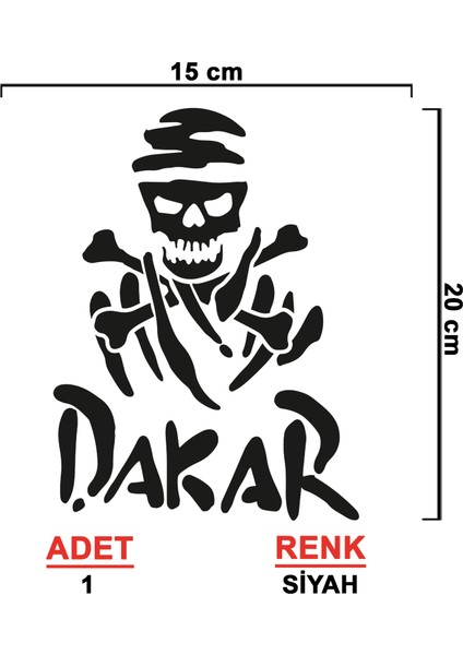 Sönmez Sticker Dakar Kuru Kafa Sticker - Dakar Sticker - Oto Sticker - Araba Sticker - Araç Sticker