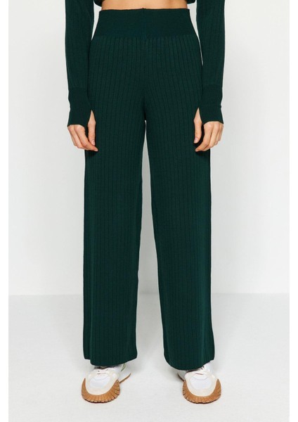 Kadın Moda Şık Boru Paça Crop Boy Uzun Kollu Crop Parmak Detaylı Triko Alt-Üst Takım indirimleri