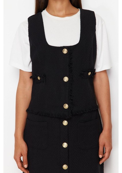 Kadın Moda Şık Regular Boy Kolsuz Tüvit Yelek Etek Dokuma Alt Üst Takım fırsatları