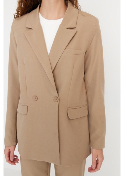 Kadın Moda Şık Boru Paça Regular Boy Uzun Kollu Blazer Ceket-Pantolon Dokuma Alt-Üst Takım indirimleri