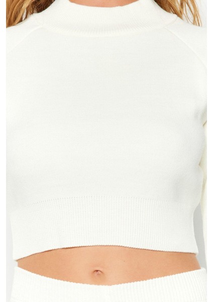 Kadın Moda Şık Boru Paça Crop Boy Uzun Kollu Crop Basic Triko Alt-Üst Takım indirimleri