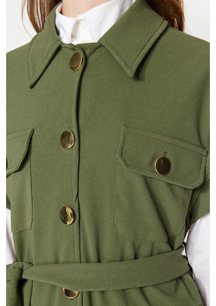 Kadın Moda Şık Boru Paça Uzun Boy Uzun Kollu Altın Düğmeli Yelek-Pantolon Örme Takım