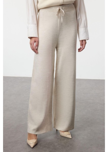 Kadın Moda Şık Regular Boy Kolsuz Triko Yelek Pantolon Alt Üst Takım