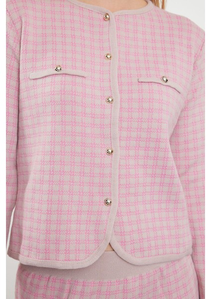 Tarz Kadın Modern Moda Normal Bel Boru Paça Bisiklet Yaka Ekoseli Triko Alt-Üst Takım modelleri