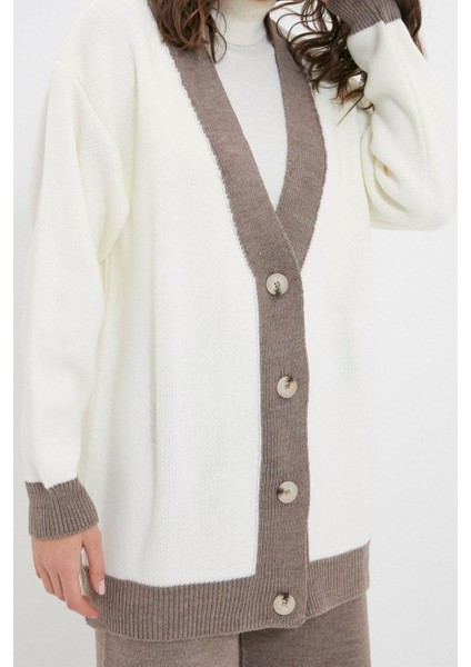 Tarz Kadın Modern Moda Yüksek Bel Geniş Paça V Yaka Şerit Detaylı Hırka-Pantolon Triko Takım fiyatları