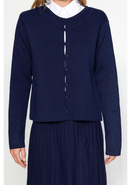 Tarz Kadın Modern Moda Normal Bel Boru Paça Bisiklet Yaka Düğmeli Hırka-Etek Triko Alt-Üst Takım modelleri