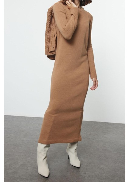 Tarz Kadın Modern Moda Normal Bel Boru Paça V Yaka Saç Örgülü Pelerin Detaylı Triko Alt-Üst Takım