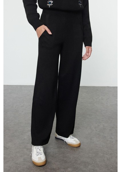 Tarz Kadın Modern Moda Normal Bel Boru Paça Bisiklet Yaka Nakış Göz Detaylı Triko Alt-Üst Takım modelleri