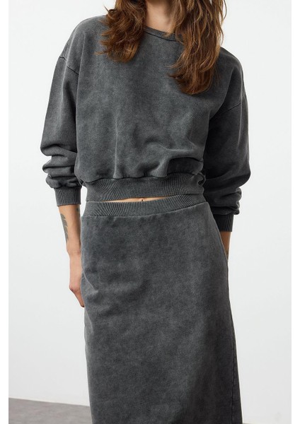 Tarz Kadın Modern Normal Bel Boru Paça Yıkamalı Regular Normal Kalıp Midi Örme Alt-Üst Takım fiyatları