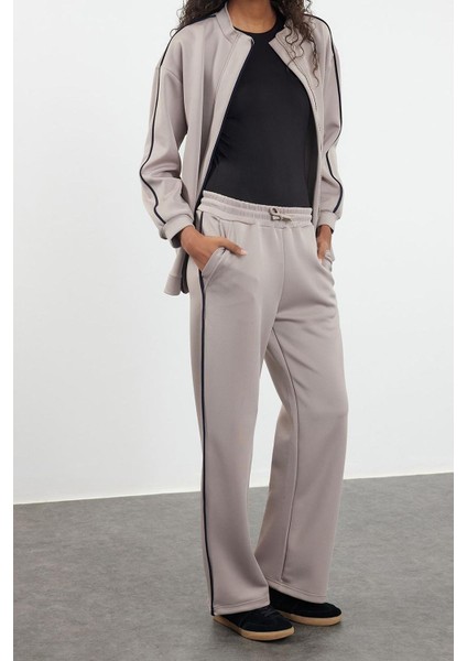 Tarz Kadın Boru Paça V Yaka Fermuarlı Dalgıç Scuba Hırka-Pantolon Örme Biyeli Alt-Üst Takım fiyatları