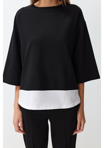 Tarz Kadın Modern Normal Bel Boru Paça Kalıp Dokuma Garni Detaylı Örme Bluz Pantolon Alt-Üst Takım fırsatları