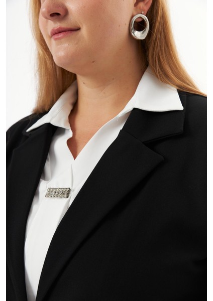 Büyük Beden Fileto Cep Astarlı Ceket Siyah fırsatları