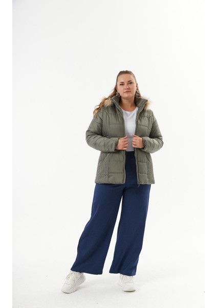 Büyük Beden Kapitone Şişme Mont Astarlı Çağla Yeşili indirimleri