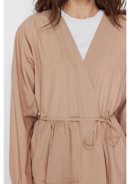 Tarz Kadın Modern Moda Normal Bel Boru Paça V Yaka Pamuklu Dokuma Kimono Pantolon Alt Üst Takım modelleri