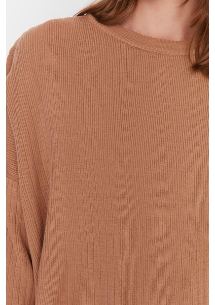 Tarz Kadın Modern Moda Normal Bel Boru Paça Bisiklet Yaka Basic Bisiklet Yaka Triko Alt-Üst Takım fırsatları