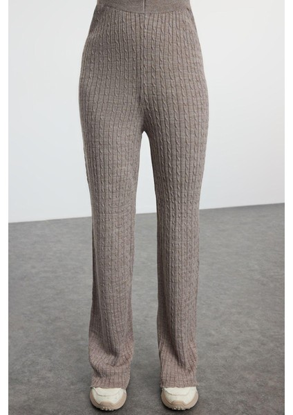 Tarz Kadın Modern Moda Normal Bel Boru Paça Dik Yaka Fermuarlı Triko Alt-Üst Takım fırsatları